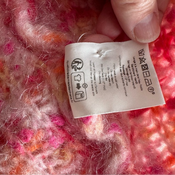 Sezane Emile cardigan multicolored pink orange alpaca wool blend sweater - Picture 7 of 14